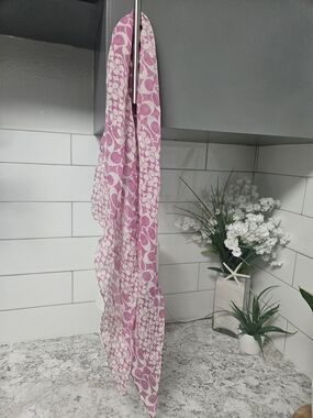 Coach Pink and White Patterned Scarf